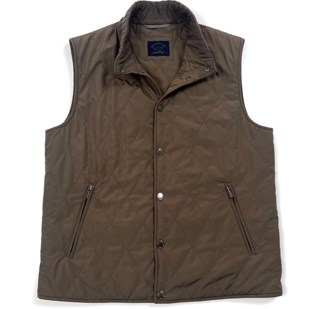 Paul & Shark Men's M Brown Button Down Luxury Quilted Casual Gilet Vest Italy